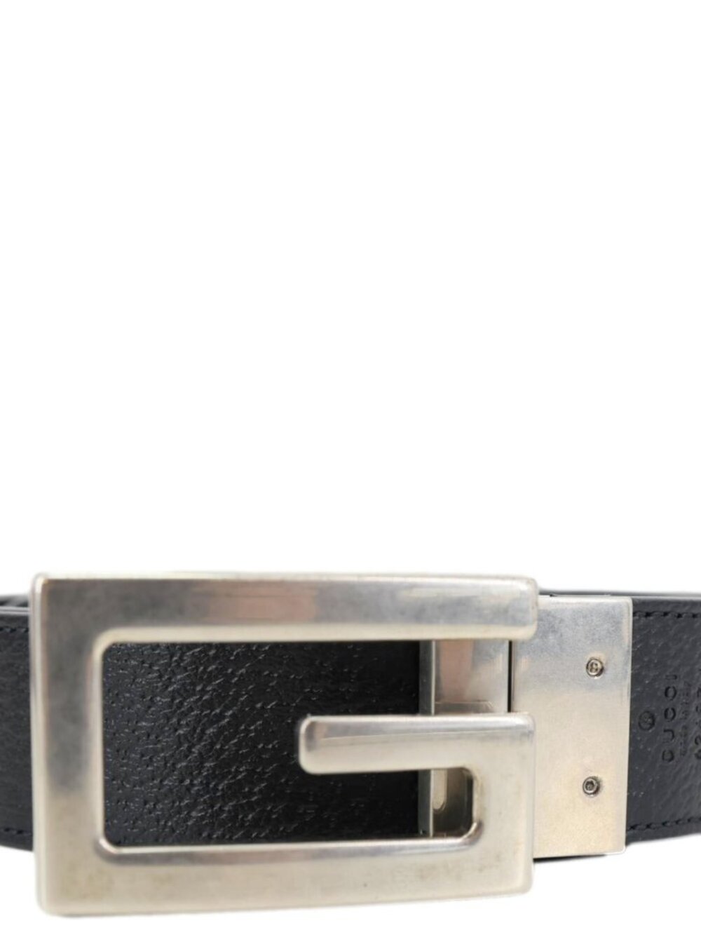 Gucci  Square G Buckle Leather Reversible Belt Black 626974 Size 110/44